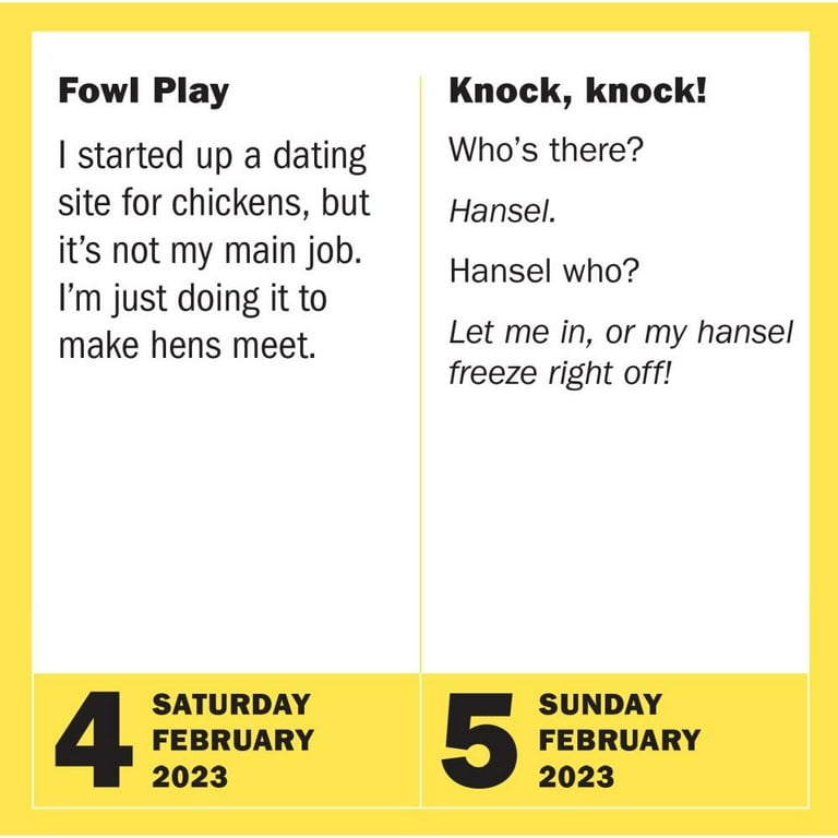 290 Bad Jokes & 75 Punderful Puns Page-A-Day Calendar 2023 : The World's  Bestselling Jokes Calendar (Calendar) - Walmart.com