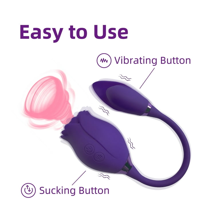OCTMOM Rose Toy for Women, 3 in 1 G-spot Vibrators with Dildo Vibrating  Ball for Couples Adult Pleasure Stimulation, Purple
