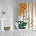 thumbnail image 3 of Extra Long Boho Shower Curtain 72x84 Inches - Vintage Floral & Tropical Leaves Pattern, Waterproof Bohemian Bathroom Decor with 12 Hooks, Tribal Rustic Style, 3 of 5