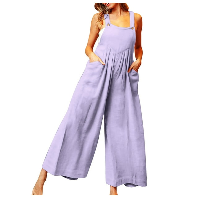 NECHOLOGY Combinaison Courte en Denim à Manches Courtes pour Femme, Violet, Taille g