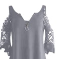 thumbnail image 6 of LoyisViDion Women'S Tops Long Sleeve Cold Shoulder Tops Neck Zipper Soild Hollow Out T-Shirt Casual Blouses Shirts Gray 8(L), 6 of 6