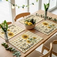 thumbnail image 5 of Sunflower Placemats for Dinning Table Set of 6, Yellow Plaid Lattice You Are My Sunshine Burlap Kitchen Place Mats Waterproof Cloth Table Mats, Indoor Outdoor Placemats Easy Clean Dinner Decor, 5 of 8