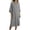 Gray, variant on Ohufall Women's Cotton Linen Midi Dress Turndown Collared Button-Down Dress Ruched Loose Fit Holiday Casual Dress