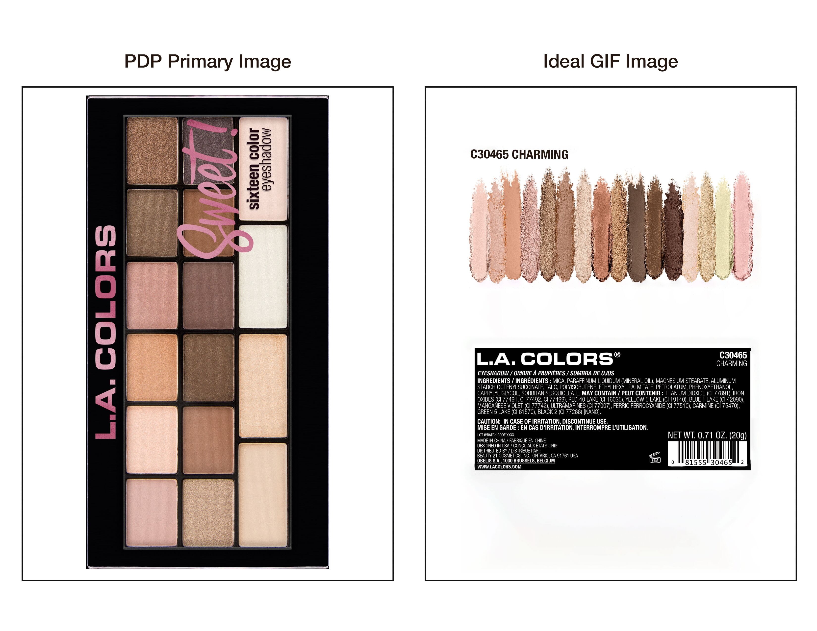 2 pack) L.A. COLORS Sweet 16 Eyeshadow Palette, Charming, 0.71 oz
