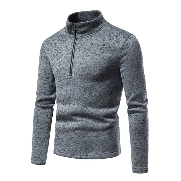 Camisas deportivas para correr para hombre, jersey de forro polar con cremallera de 1/4, sudaderas de manga larga (gris)