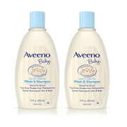 (2 pack) (2 Pack) Aveeno Baby Gentle Wash & Shampoo with Natural Oat Extract, 12 fl. oz