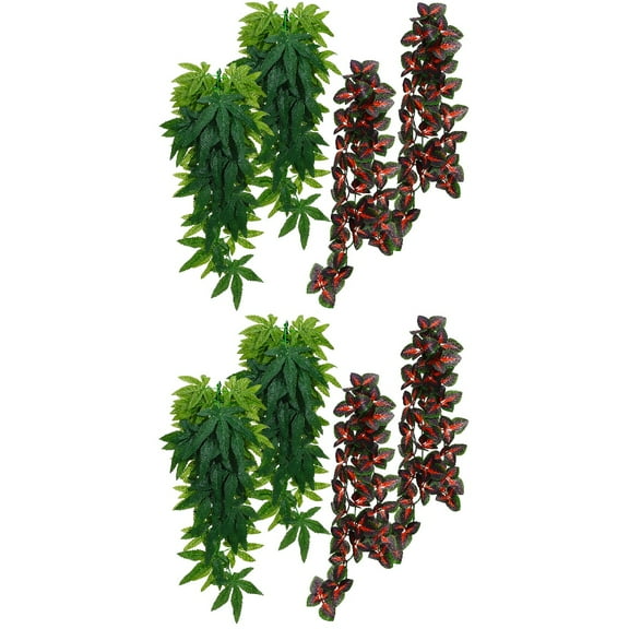Raindrops 8 Pcs  Reptile Plants Hanging Fake Vines Climbing Terrarium Plants with Suction Cups Tank Habitat Decorations