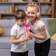Karaoke Machine for Kids, Singing Microphone for Girls 3-6 Years Old, Microphones and Adjustable Stand, Stage Lights and Pedals for Fun Musical Effects