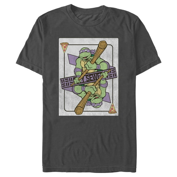 Men's Teenage Mutant Ninja Turtles City Sewer Donatello Playing Card  Graphic Tee Charcoal Medium