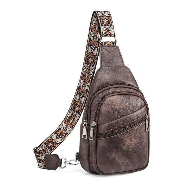 Bandolera Telena para mujer, de piel vegana, color marrón