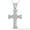 Rhodium Plated, variant on Cross Potent Asscher & Round Cut Cubic Zirconia CZ Crystal Pave 52x17mm Christian Pendant in .925 Sterling Silver w/ Rhodium