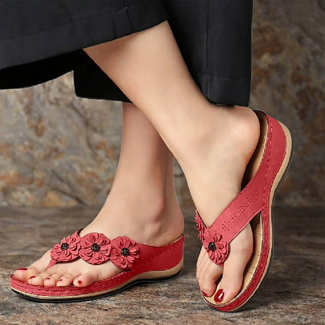 Stretch Orthotic Slide Sandals Cross Sandals Woven Beach Wedge Slippers Shoes
