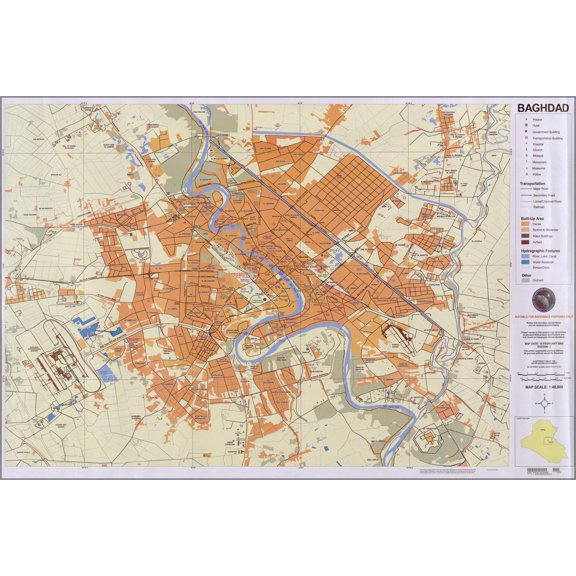 24"x36" Gallery Poster, map of Baghdad iraq 2006
