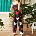thumbnail image 4 of Fgvctg Womens Valentine's Day Jumpsuit Sleeveless Date Night Spaghetti Straps Overall Holiday Wide Leg Pant Love Heart Graphic Bib Overalls Rompers Sprimg Pants With Pockets Watermelon Red L, 4 of 4