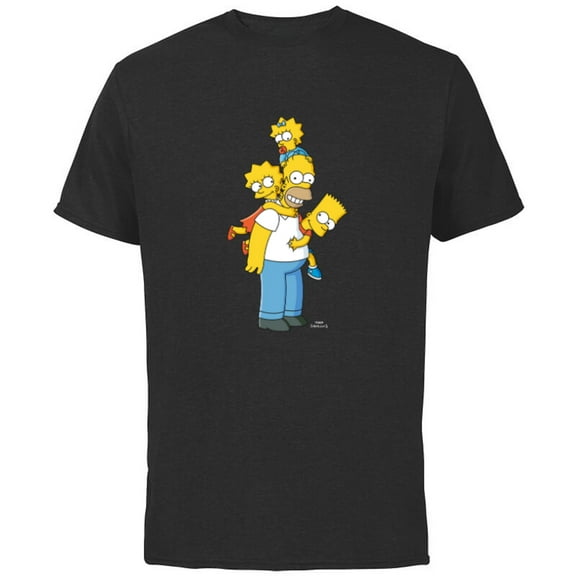 The Simpsons Homer Lisa Bart and Maggie Play - Short Sleeve Cotton T-Shirt for Adults - Customized-Black