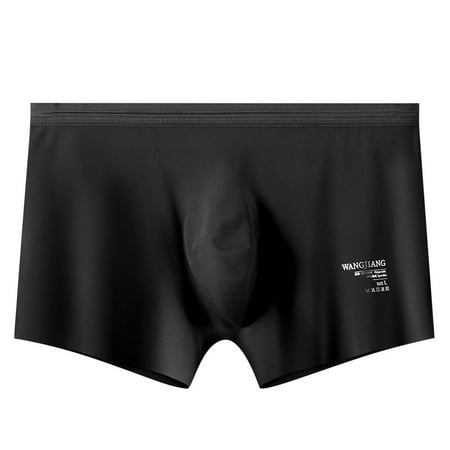 YWDJ Underwear for Men Pack Men Solid Color Ice Silk Seamless One Piece Boxer Briefs Black XL