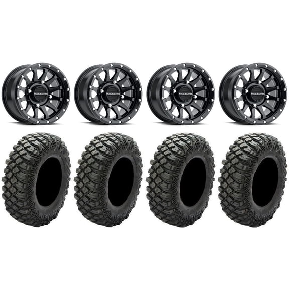 Raceline Trophy 15" Black Wheels 28" Crawler XG Tires Kawasaki Mule Pro FXT