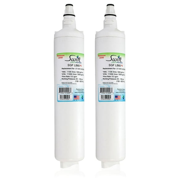 SGF-LB60 Rx-2 Pack Pharmaceutical Refrigerator Water Filter for LG 5231JA2006B, LT 600P, 5231JA2005A