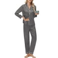 thumbnail image 4 of UVN Womens Pajamas Sets Long Sleeve Shirts and Long Pants Two Piece Lounge Sets Fall Satin Silk Pjs Sleepwear Outfits, 4 of 9