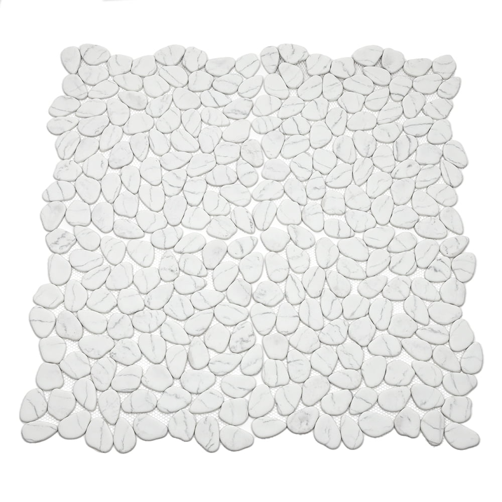 The Tile Life Recycled Cenote Pebble 13" x 13" Blanco Matte Glass Mosaic Tile Sample 1 Piece