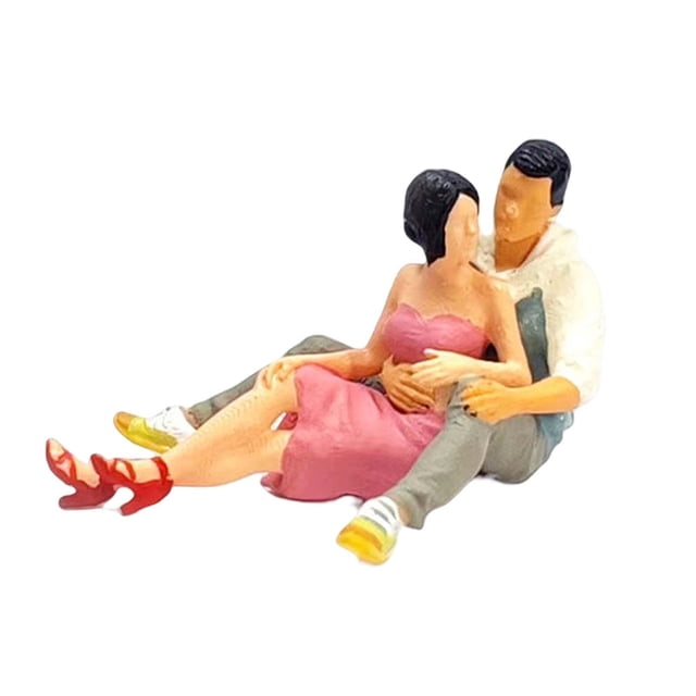 Figuras de pareja Figuras de resina Coleccionables Multiusos Escena Personas Modelos para rosa sentado