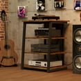 thumbnail image 2 of AV Media Stand with Power Outlet, 4-Tier Media Console Stereo Stand with Adjustable Shelves, Corner Audio Rack Tower for Record Player, DVD, Game Console, TV Box, 2 of 9