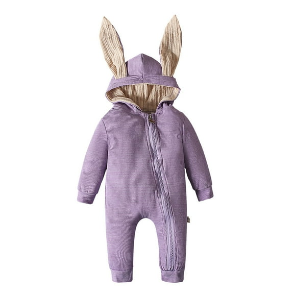 Children's One-piece Jumpsuit - Animal Bunny Baby Easter Romper Long Ear Rabbit Hoodie Romper Jumpsuit with Zipper