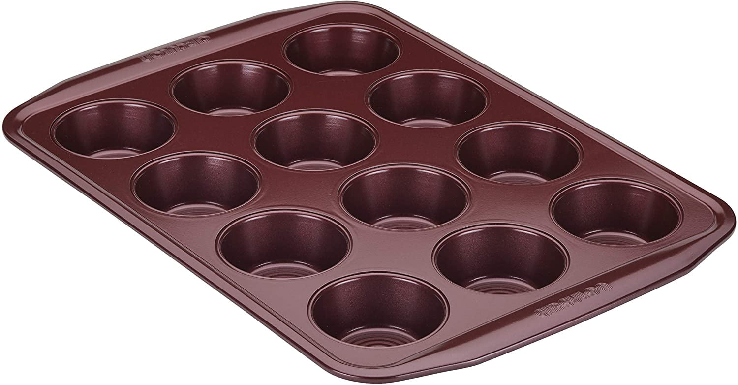 12 Cup Red Circulon 47882 Nonstick Bakeware 12-Cup Muffin Tin Nonstick 12-Cup Cupcake Tin 