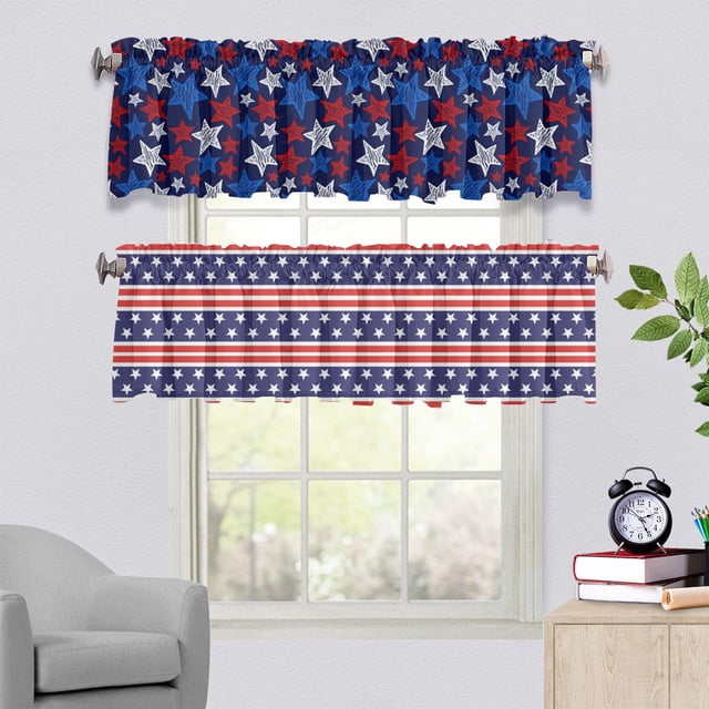 Xihbxyly Cortina con Estampado de Bandera, Poliéster Translúcido, Elegante Diseño de Ojales, Versátil para Decorar Salas de Estar, Dormitorios y Cocinas, Instalación Rápida, 137 X 45 Cm.