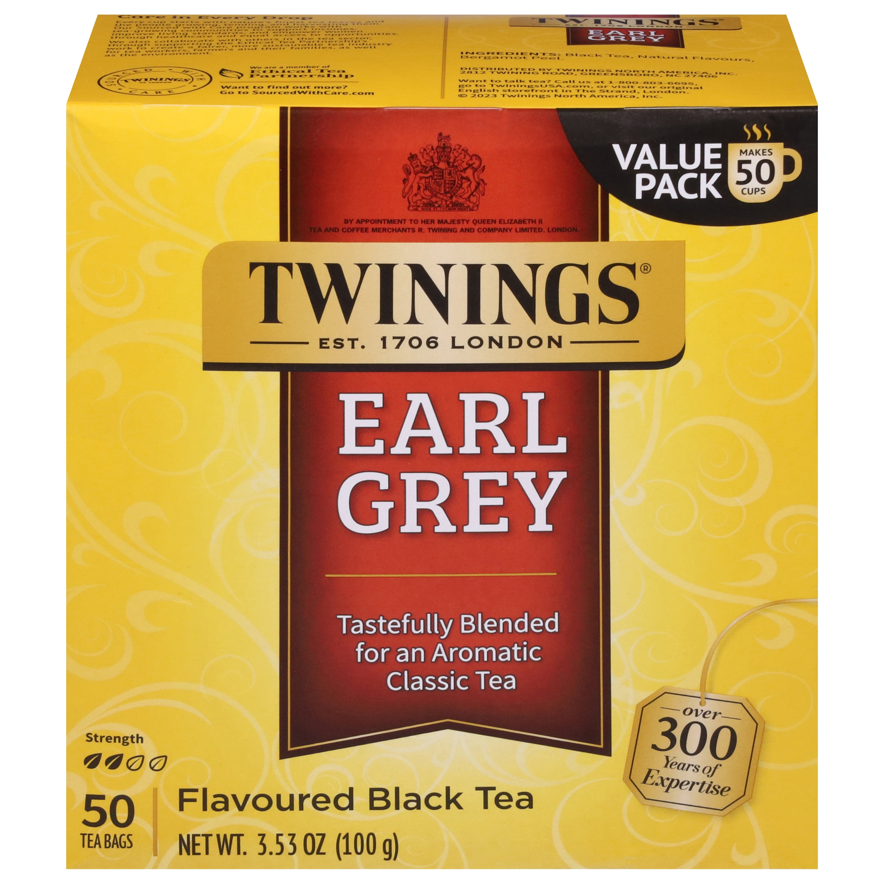 Twinings 100 Count Earl Grey Black Tea Bags with Bold Citrus
