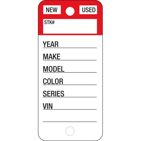 SSWBasics Top Stripe Key Tag - Red - Key Rings Included - 1 3/8"W x 3"H - Box of 250