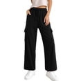 thumbnail image 4 of DHFJKG Womens Corduroy Pants High Waisted Elastic Drawstring Cargo Loose Fit Wide Leg Joggers Pants With Pockets Soft Trousers, 4 of 6