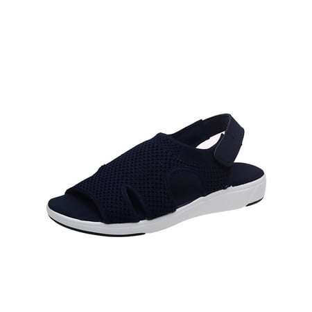 

Gzztg Shoes Women Summer Ladies Sandals Breathable Elastic Webbing Platform Casual For