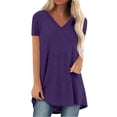 thumbnail image 2 of Sweet Home Farm V Neck T Shirts for Women Summer Tops Plus Size Short Sleeve High Casual Tunic To Wear With Leggings Short Sleeve Shirts for Women Purple, 2 of 5