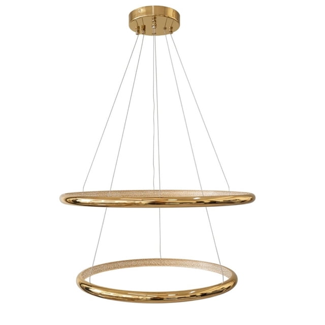 Lámpara Led Cityluz Colgante 2 Aros Dorado 65w 3 Tonos