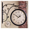 thumbnail image 1 of Horloge Murale Rétro Double Face Aspect Antique pour Décoration Murale Extérieure Bureau, 1 of 6