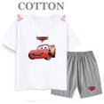 thumbnail image 4 of Conjunto de camiseta y pantalones cortos de verano para niños, camiseta de algodón de manga corta con dibujos de coches y pantalones, conjunto de 2 piezas, ropa para niñas y niños, conjunto para bebés, 4 of 5