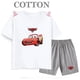 thumbnail image 4 of Conjunto de camiseta y pantalones cortos de verano para niños, camiseta de algodón de manga corta con dibujos de coches y pantalones, conjunto de 2 piezas, ropa para niñas y niños, conjunto para bebés, 4 of 5