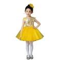 thumbnail image 2 of BRGZLK Dresses for Girls Peony Flower Sequin Puffy Skirt Sleeveless Round Neck Girl Mesh Straps Dress Performance Dress Yellow 12-13 Years, 2 of 5