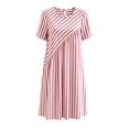 thumbnail image 7 of Snorda Summer Dress for Women Striped Dress Crew Neck Short Sleeve Patchwork Dresses Casual Loose Soft Breathable Dresses for Women All-Day Comfortable Wear, 7 of 7