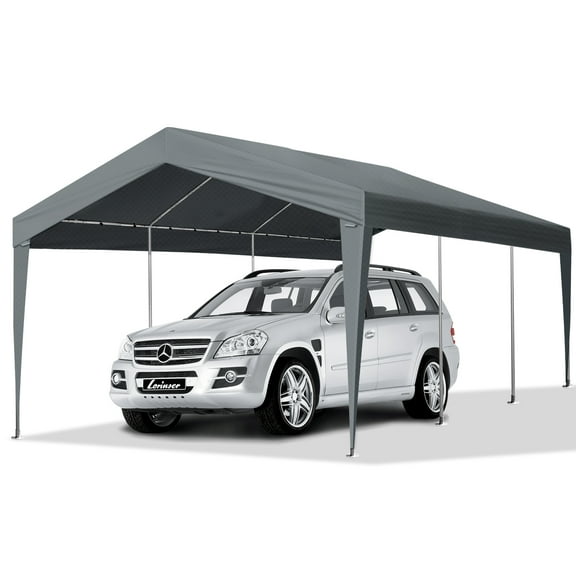 Ktaxon 10x20Ft Carport, Large Heavy Duty Car Tent with Galvanized Steel Frame, Portable Storage Boat Shed Canopy Garage, Gray