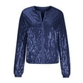 thumbnail image 5 of UVEASISHA Sequin Jackets for Women Casual Sparkly Bomber Jacket Zip Up Cardigans Trendy Concert Tops Dark Blue M, 5 of 8