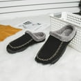 thumbnail image 3 of Gubotare Men Slippers Funny Men's Bedroom Slippers Non Skid Faux Fur Lined House Shoe Slides Size 9 (Black,9), 3 of 7