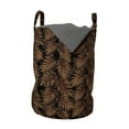 thumbnail image 1 of Tropical Laundry Bag, Earth Tones Jungle Forest Monstera Leaves in Classic Style Graphic, Basket with Handles Drawstring Closure for Laundromats, 13" x 19", Cinnamon and Charcoal Grey, by Ambesonne, 1 of 4