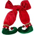 thumbnail image 4 of Pie de Elfo Colgante Árbol de Navidad Lazo Botas de Elfo Colgante Diseño de Ambiente de Hotel para Escenas de Fiesta de Año Nuevo Arreglo-Rojo y Verde, 4 of 5