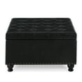 thumbnail image 5 of Ottoman with Storage, Large Square Coffee Table with Wooden Legs, Upholstered Button Tufted Storage Ottoman, Coffee Tables with Nail Trims for Living Room Bed Room Apartment, Black PU, 5 of 9