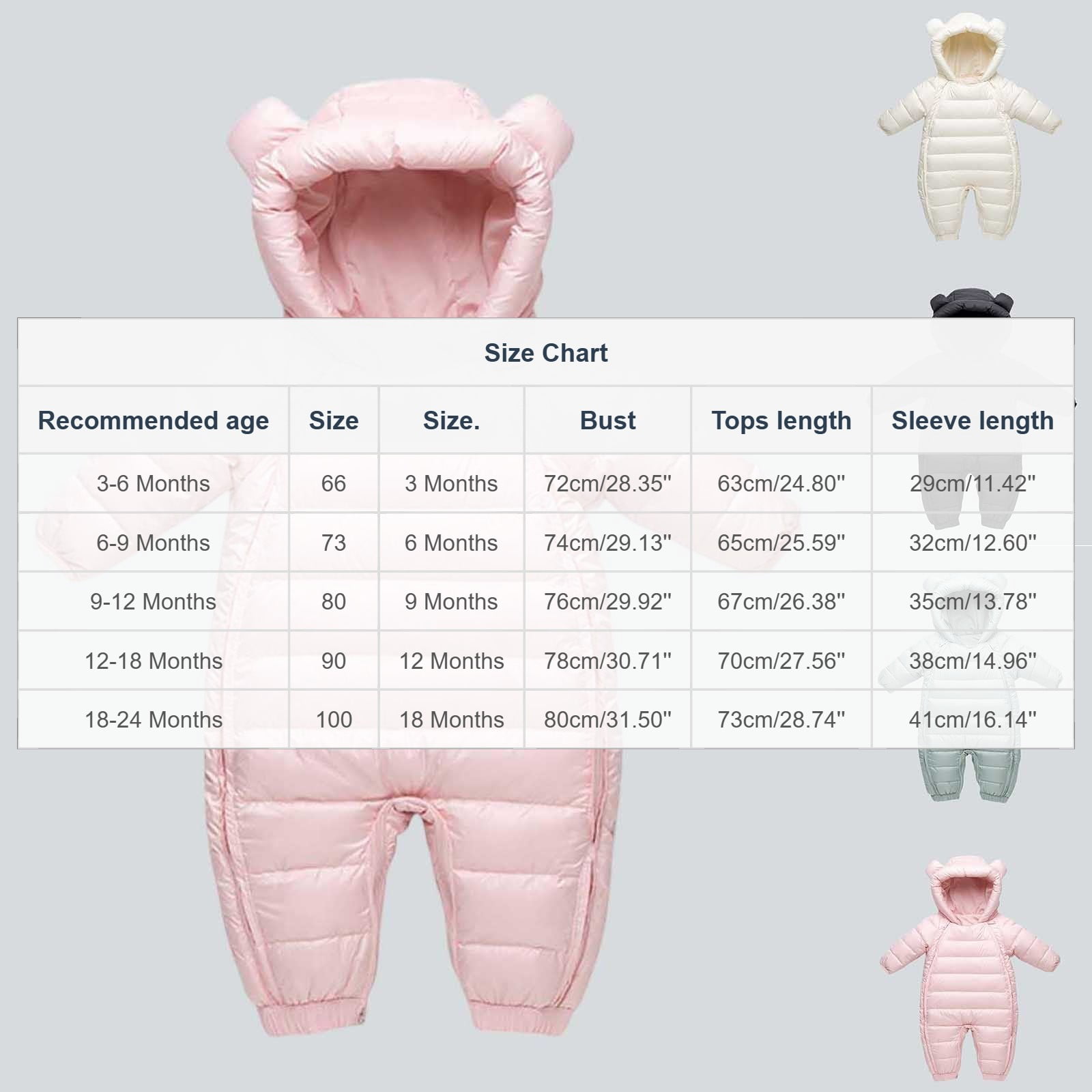 XuJwPNcy Baby Snowsuit Boys Girls Winter Clothes Infant Warm Jacket Newborn One Piece Coat with Hooded 3-24 Months