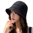 thumbnail image 5 of Hot Sales LSONABXA Saving $5 Black Bucket Hats for Women Women Foldable Sun Hats Mesh Woven Bucket Hat Portable Summer Hats For Traveling Sunbathing Polyester Fisherman Hat for Women, 5 of 5