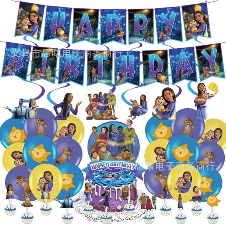 2023 Wish Asha Princess Birthday Party Decorations, Asha Princess Birthday Party Supplies, Asha Princess Themed Decoration Include Asha Princess Banner Cake Toppers Cupcake Toppers Balloons