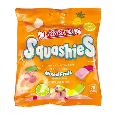 Smarties Squashies Mixed Fruit Flavor, Gluten Free, Peanut Free, Pack of 3, 5oz Bags